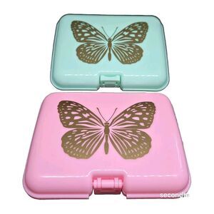 Plastic Stash/Trinket Box Jewelry  Lot Of 2 Butterfly Decals